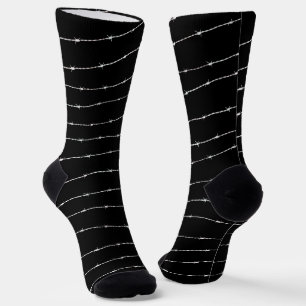 Cool black and white barbed wire pattern socks