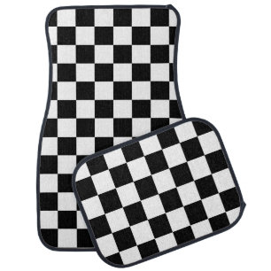 Cool Black And White Chequered Flag Pattern Car Mat