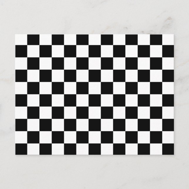 Cool Black And White Chequered Flag Pattern Postcard (Front)