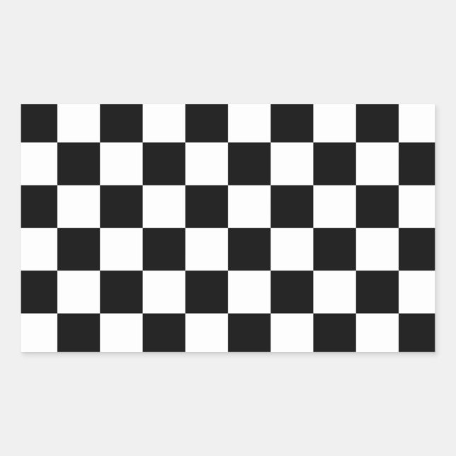Cool Black And White Chequered Flag Pattern Rectangular Sticker (Front)