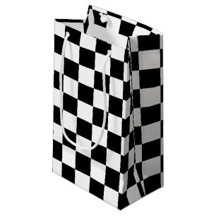 Cool Black And White Chequered Flag Pattern Small Gift Bag