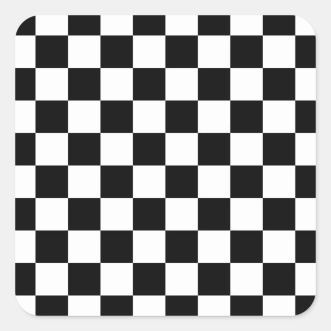 Cool Black And White Chequered Flag Pattern Square Sticker (Front)