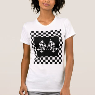 Cool Black And White Chequered Flag Pattern T-Shirt