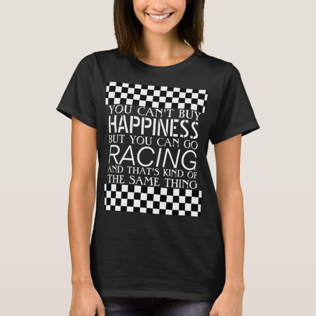 Cool Black And White Chequered Flag Pattern T-Shirt (Front)