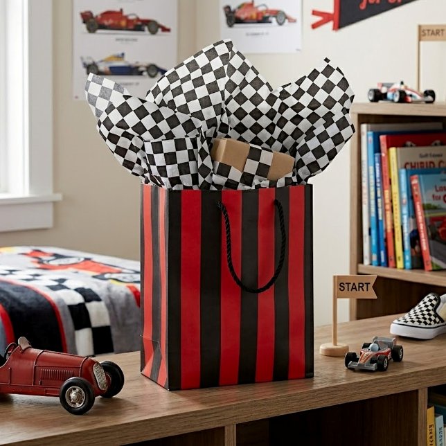 Cool Black And White Chequered Race Flag Pattern Tissue Paper (Creator Uploaded)