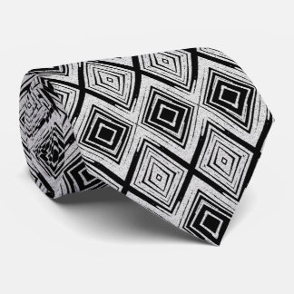 Cool Black and White Diamond Rectangular Pattern Tie