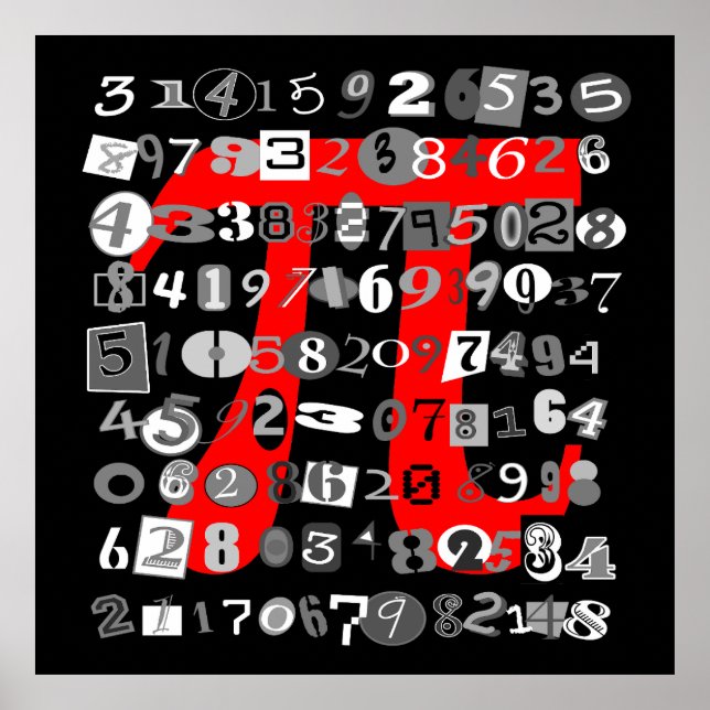 Cool Black and White Digits of Pi\ Poster (Front)