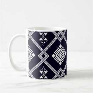 Cool Black and White Geometric Oriental Pattern Coffee Mug