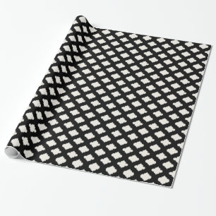 Cool black and white ikat moroccan pattern wrapping paper