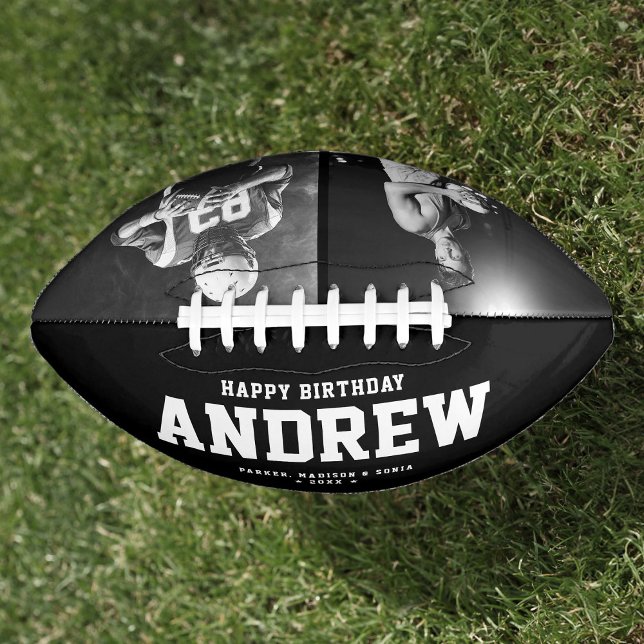 Cool Black and White Modern Birthday Gift Photo Football (Creator Uploaded)