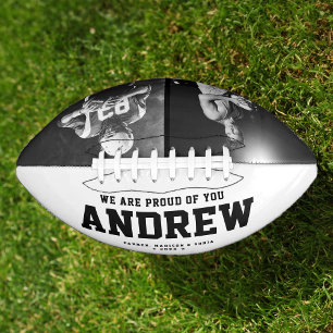 Cool Black and White Modern Graduation Gift Photo Football