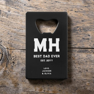 Cool Black and White Modern Monogram Best Dad Ever