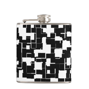 Cool Black and White Modern Trendy Pattern Hip Flask
