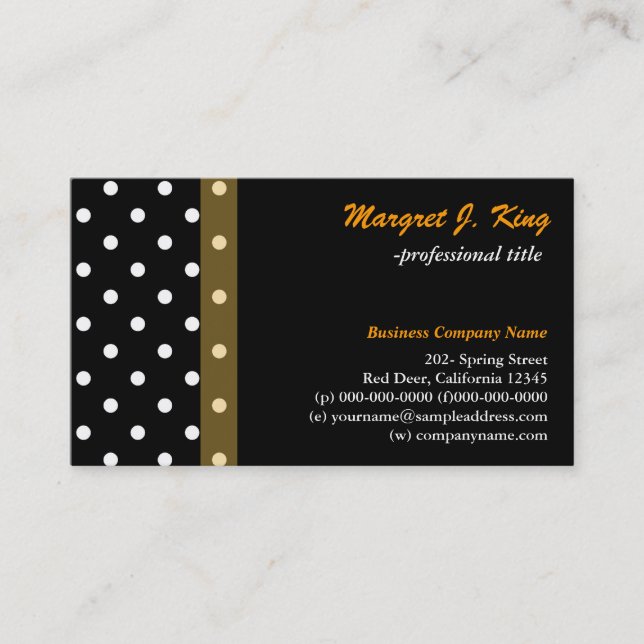 Cool black and white polka dots profile cards (Front)
