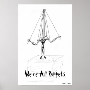 Cool  Black and White Puppet on Strings Comic Poster