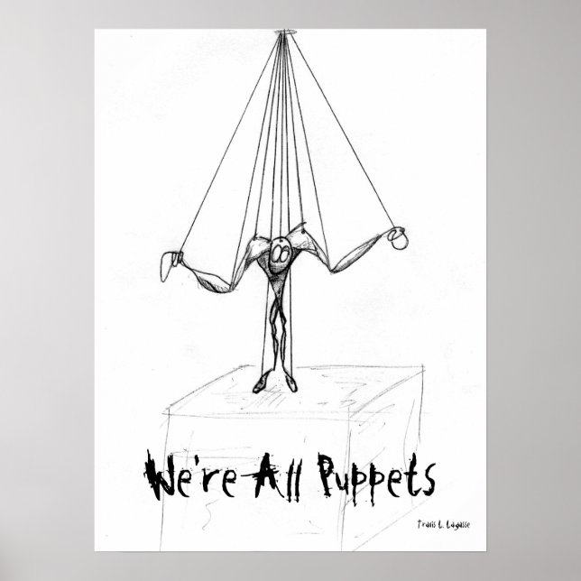 Cool  Black and White Puppet on Strings Comic Poster (Front)