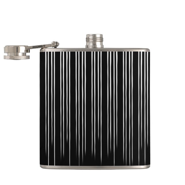 Cool Black and White Striped Pattern Hip Flask (Opened)