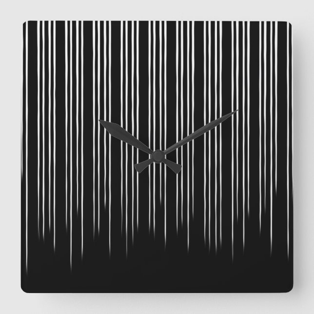 Cool Black and White Striped Pattern Square Wall Clock (Front)