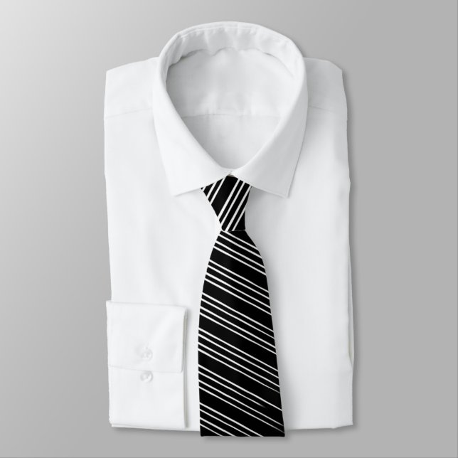 Cool Black and White Striped Pattern Tie (Tied)