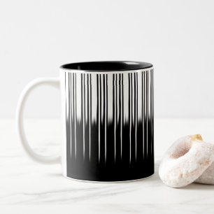 Cool Black and White Striped Pattern Two-Tone Coffee Mug