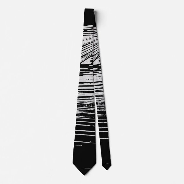 Cool Black and White Stripes Tie (Front)