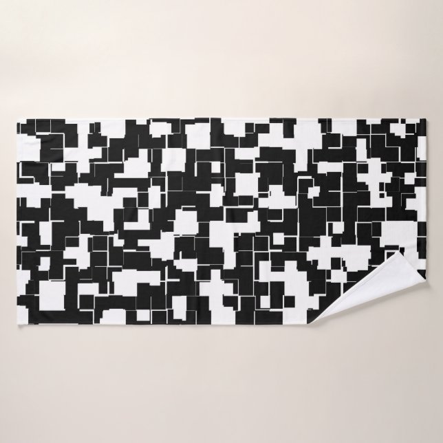 Cool Black and White Trendy Stylish Pattern Bath Towel (Bath Towel)