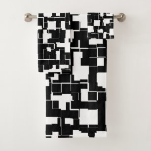 Cool Black and White Trendy Stylish Pattern Bath Towel Set