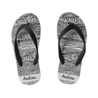 Cool Black and White Tribal Print Flip Flops