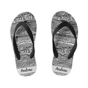 Cool Black and White Tribal Print Flip Flops