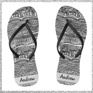 Cool Black and White Tribal Print Thongs