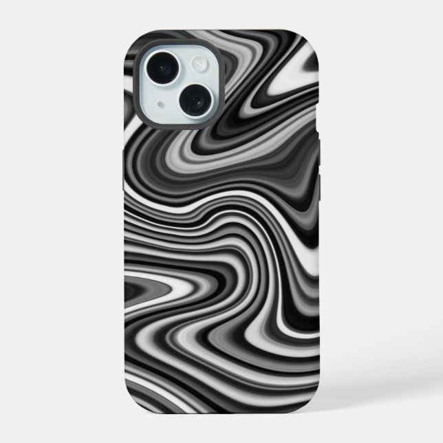 Cool Black and White Unique Pattern iPhone 15 Case (Back)
