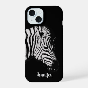Cool black and white zebra personal iPhone 15 case