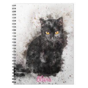 Cool Black Cat Distressed Picture Notebook