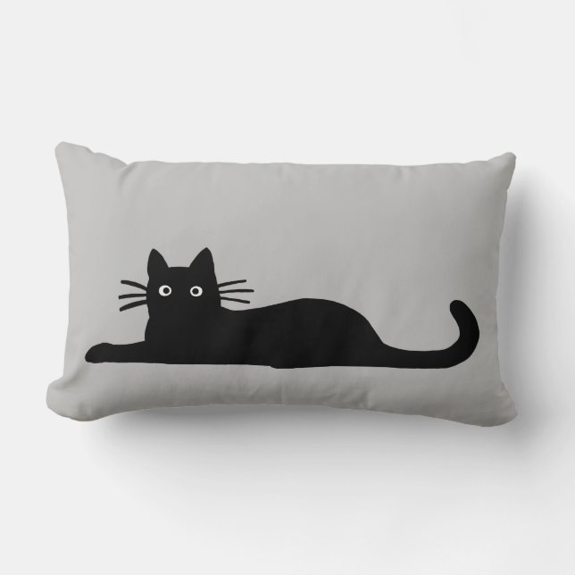 Cool Black Cat | Domesticated Shorthair Cat Lover Lumbar Cushion (Front)