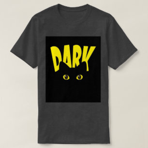 Cool Black Cat in the Dark Yellow Typography T-Shirt