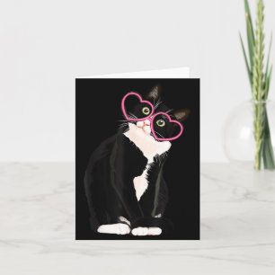 Cool Black Cat Kitten Red Heart Gles Happy Valenti Card