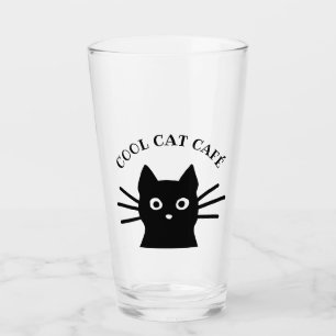 Cool Black Cat Personalised Glass