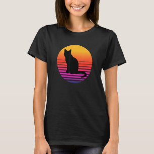 Cool Black Cat Profile at Sunset Kitten Animal Sil T-Shirt