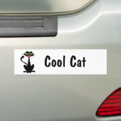 Cool Black Cat with big Red Nose Bumper Sticker (On Car)