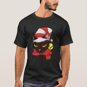 Cool Black Cat With Christmas Hat Men Women Kids X T-Shirt