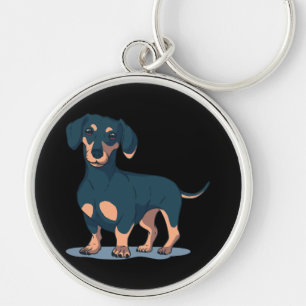 Cool Black Dachshund Dog Design Key Ring