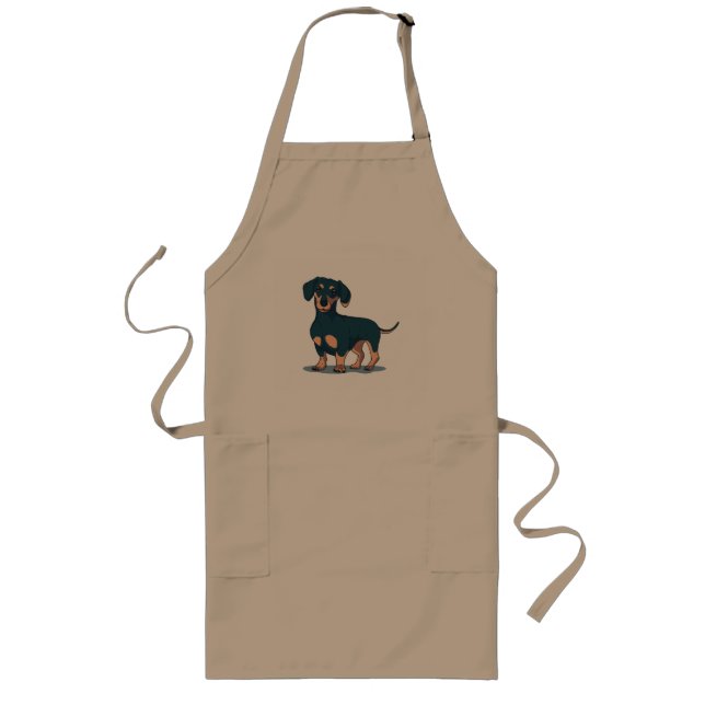 Cool Black Dachshund Dog Design Long Apron (Front)