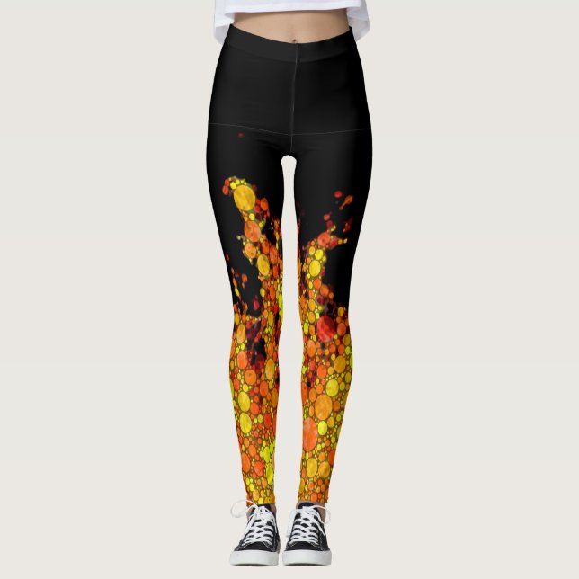 Cool Black Fire Flames Leggings (Front)