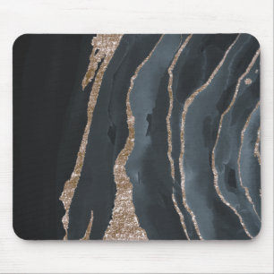 Cool Black Gold Marble Texture Mouse Pad
