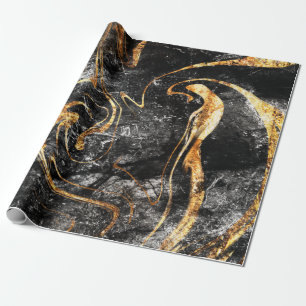 Cool Black Gold Marble Texture Wrapping Paper