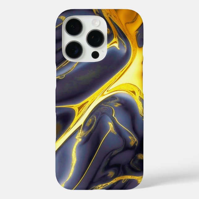 Cool black gold molten marble fluid textured Case-Mate iPhone case (Back)