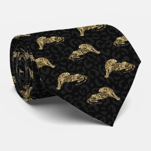 cool black gold tiger pattern tie