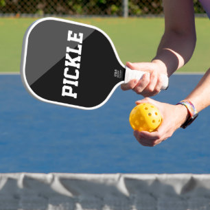Cool Black Grey Bold Diagonal Slice Cute Motto Pickleball Paddle