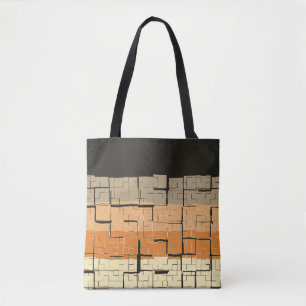 Cool Black Grey Orange Yellow Peach Pattern Tote Bag