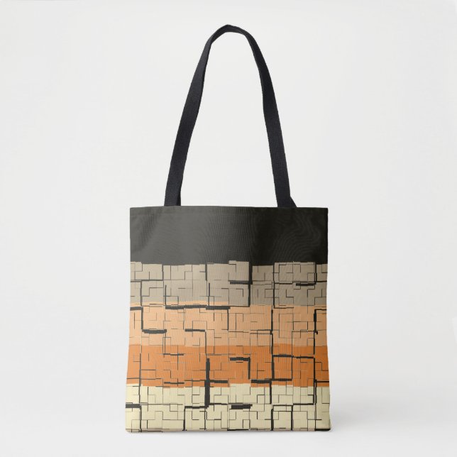 Cool Black Grey Orange Yellow Peach Pattern Tote Bag (Front)